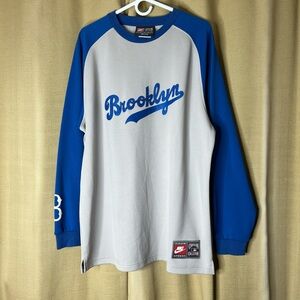 Nike Cooperstown Collection Gray Shirt Brooklyn dodger long sleeve Sz L